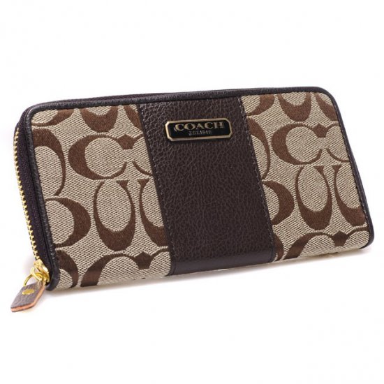 Coach Logo In Signature Large Coffee Wallets CHX Coach Logo In Signature Large Coffee Wallets CHX